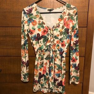 Topshop floral long sleeved romper